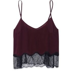 Aritzia Wilfred 100% Silk Chimère Camisole Burgundy